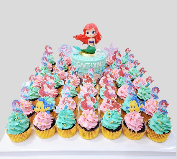 4" mini cake and cupcake platter (Ariel Mermaid)