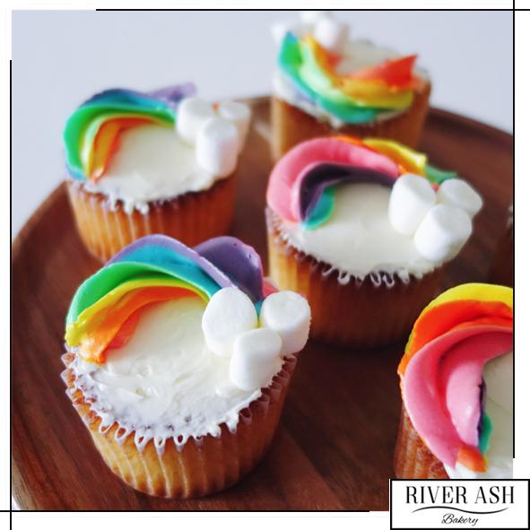 Rainbow Marshmallow Cupcakes
