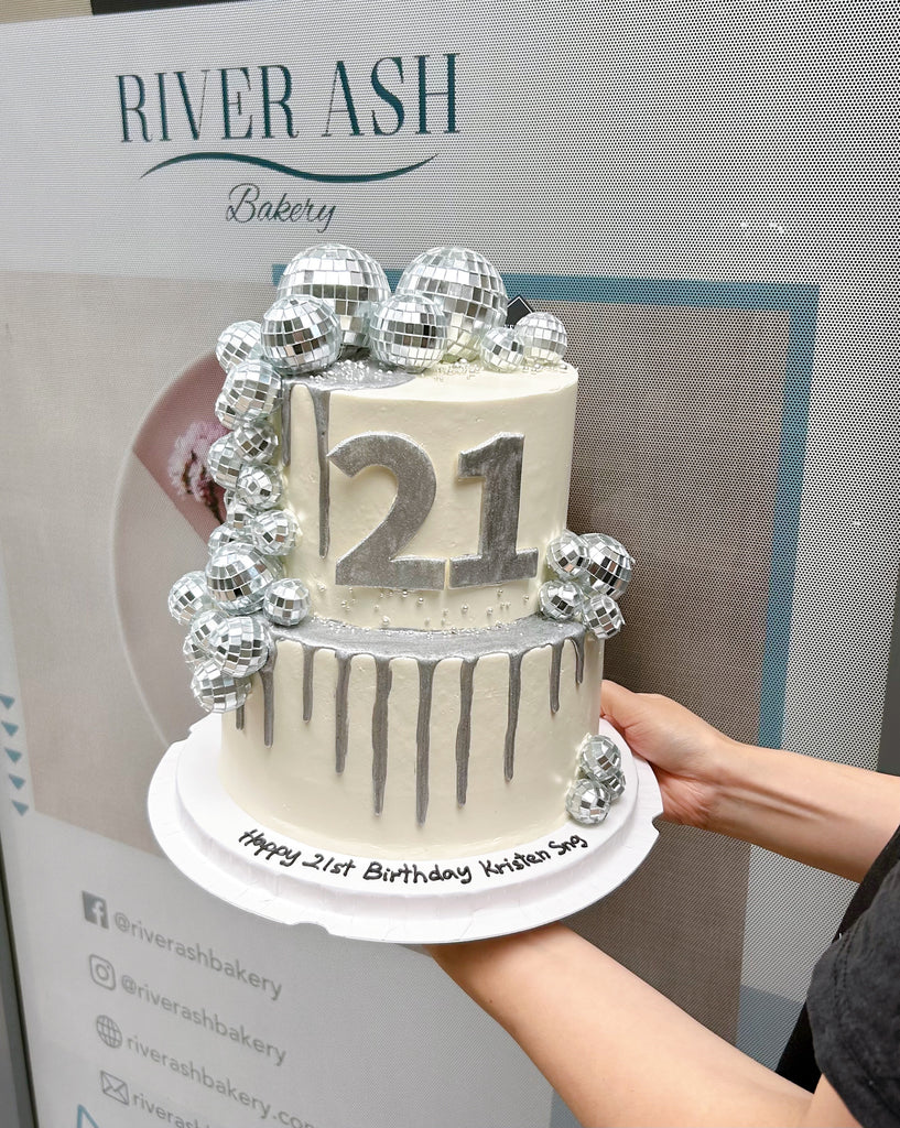 21st Shiny Disco Ball Cake