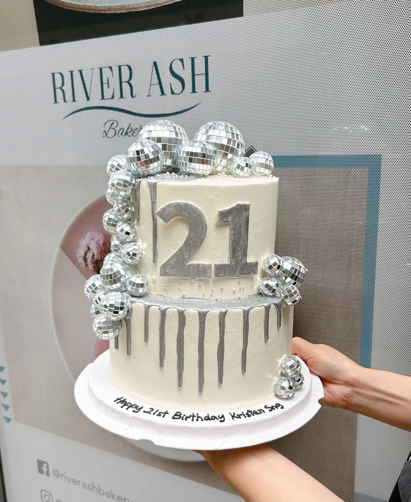 21st Shiny Disco Ball Cake