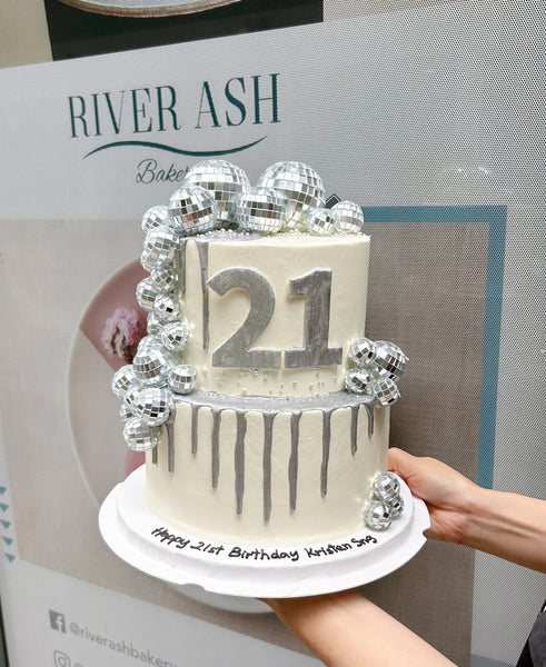 21st Shiny Disco Ball Cake