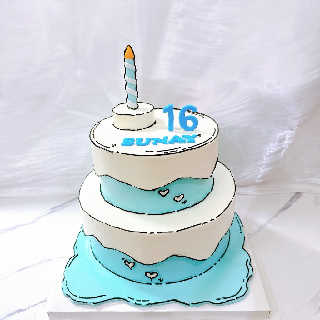 2D Comic Cartoon Cake
