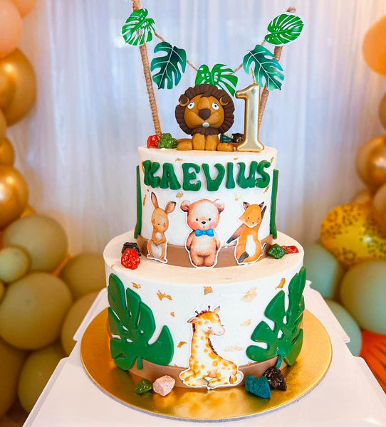 2D Edible Image Animals Cake