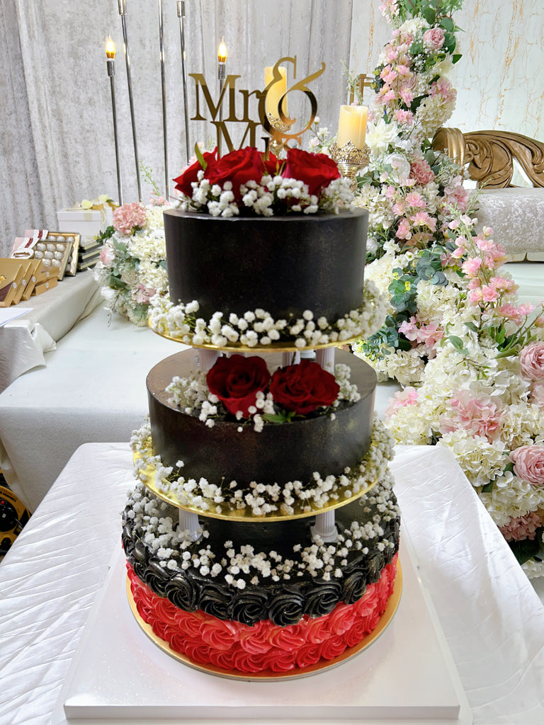 3-tier Red Rose Wedding Cake/Engagement ROM Cake