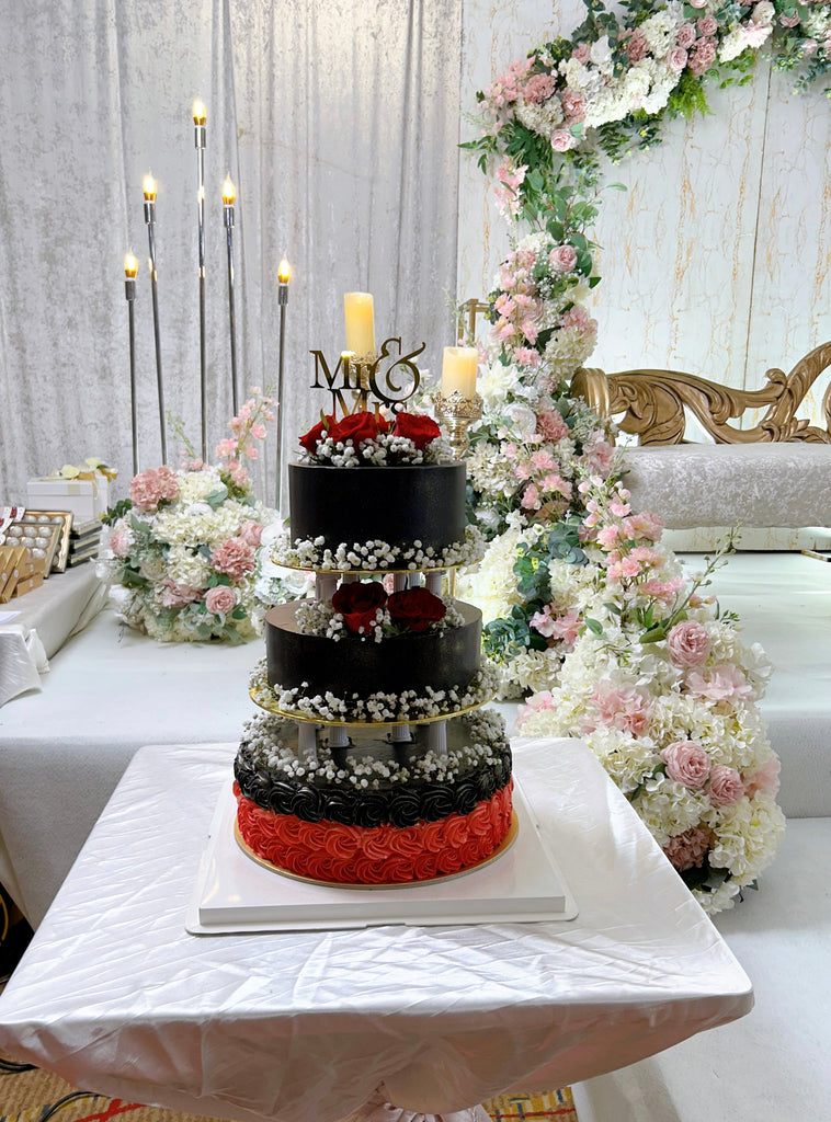 3-tier Red Rose Wedding Cake/Engagement ROM Cake