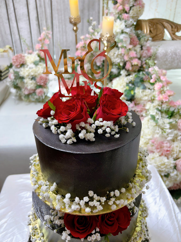 3-tier Red Rose Wedding Cake/Engagement ROM Cake