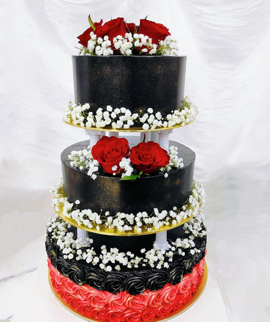 3-tier Red Rose Wedding Cake/Engagement ROM Cake