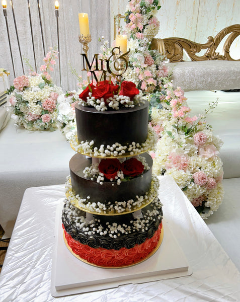 3-tier Red Rose Wedding Cake/Engagement ROM Cake