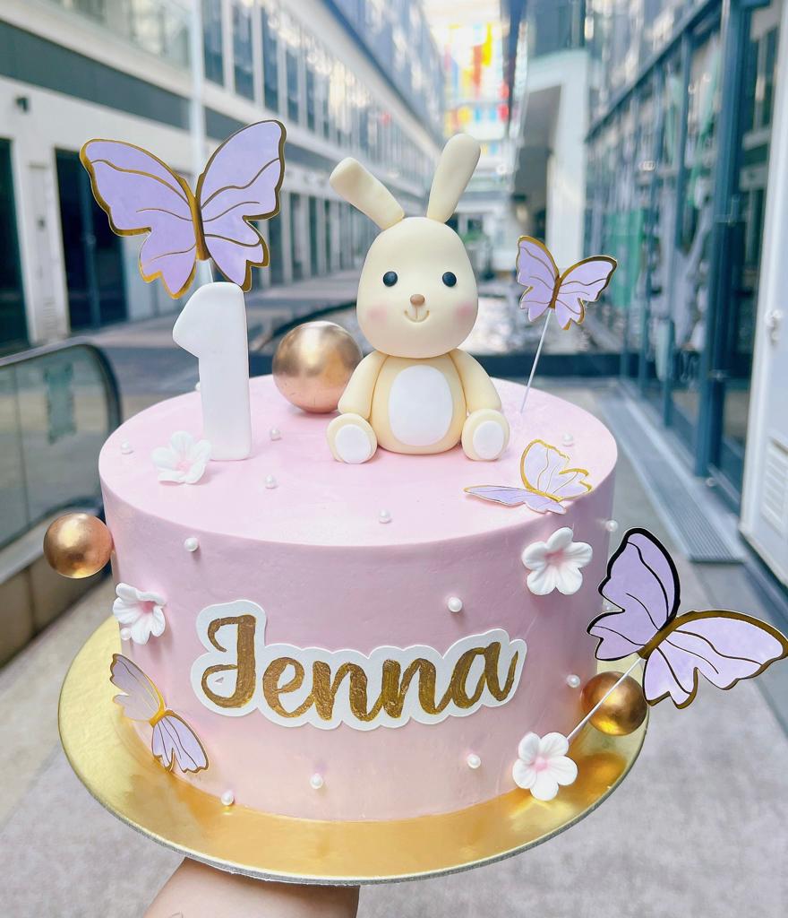 Pastel cute bunny with butterflies Cake