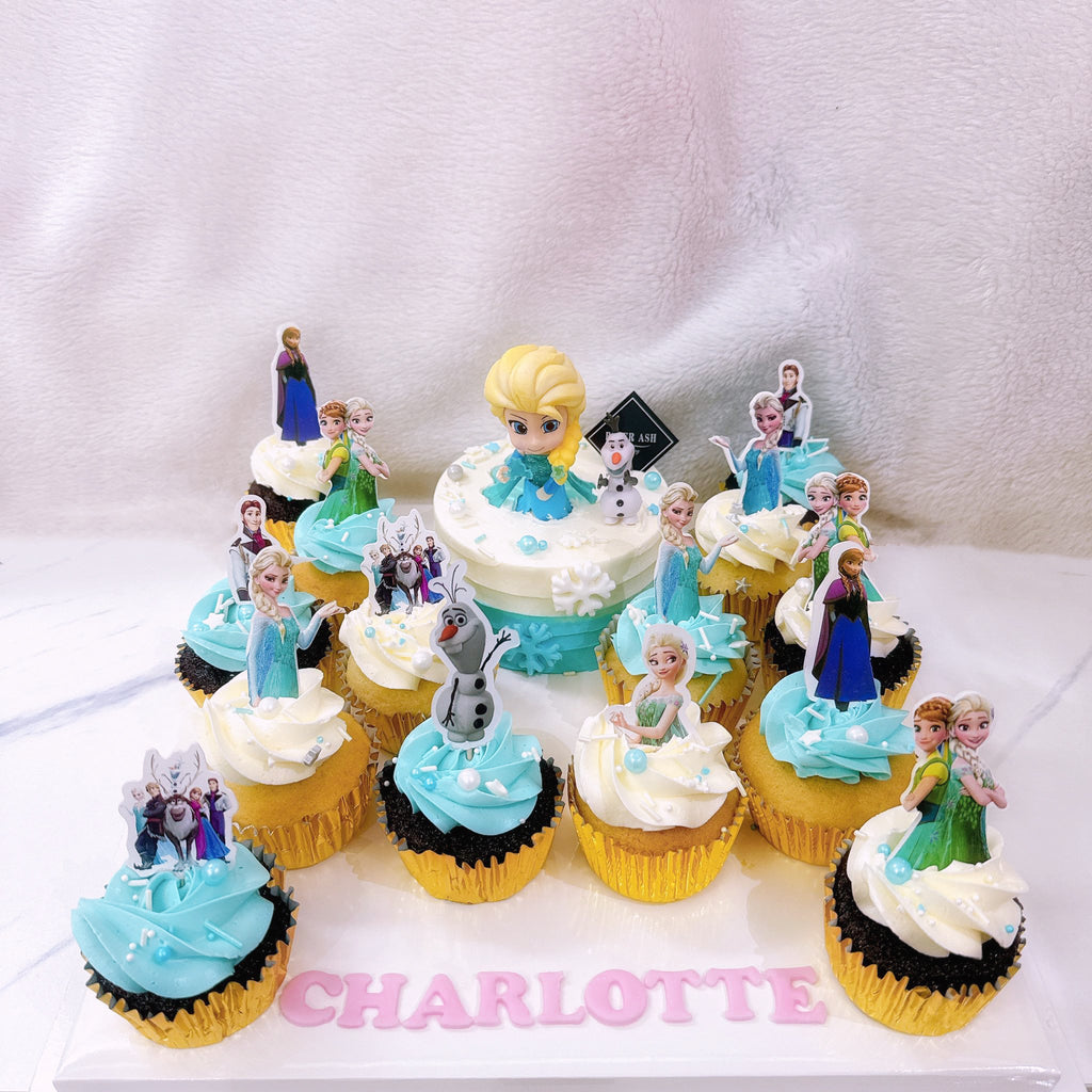 4" mini cake and cupcake platter (Frozen Elsa)