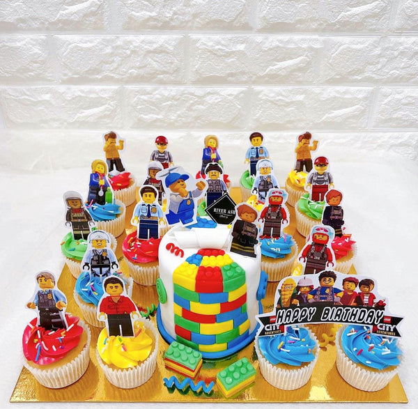 4" mini cake and cupcake platter (Lego)