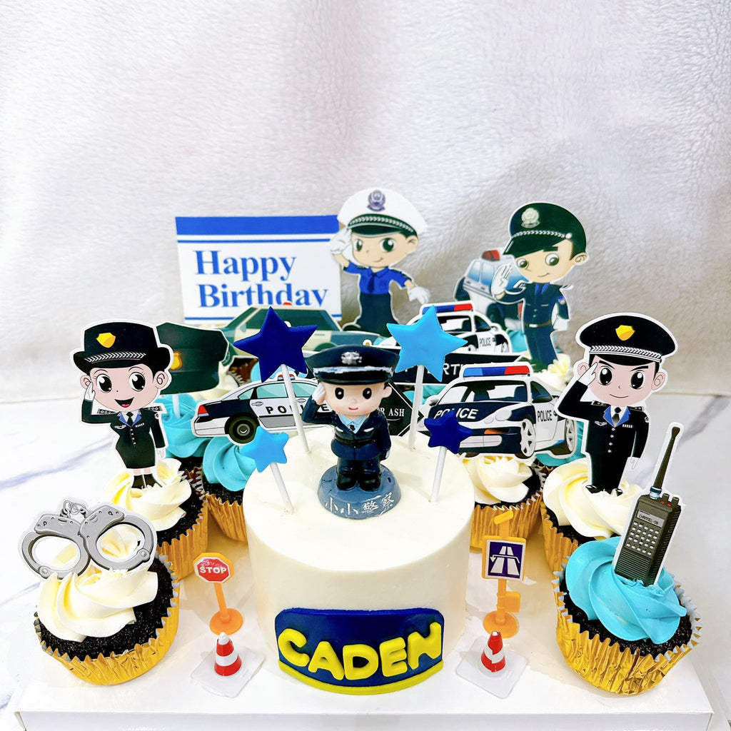 4" mini cake and cupcake platter (Police)