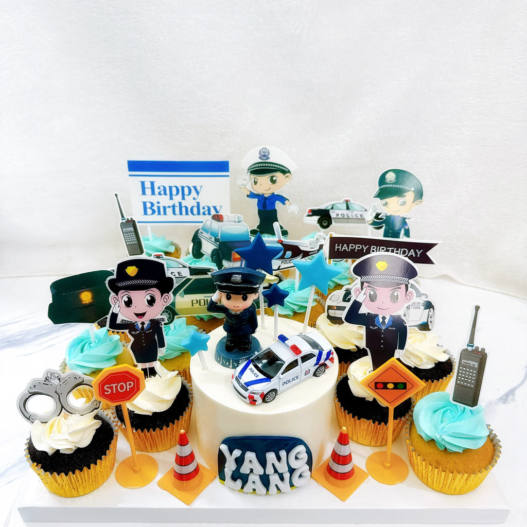 4" mini cake and cupcake platter (Police)