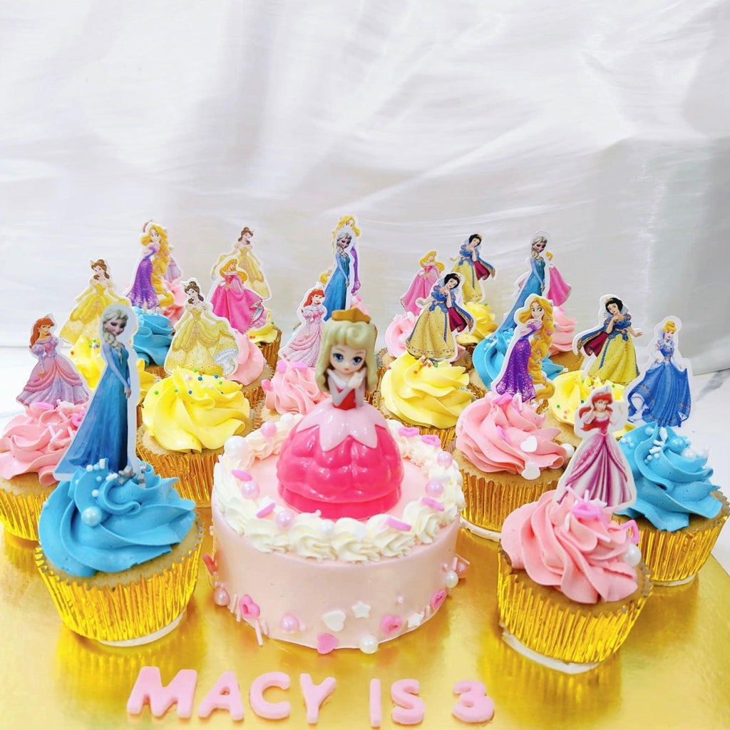 4" mini cake and cupcake platter (Princess theme)