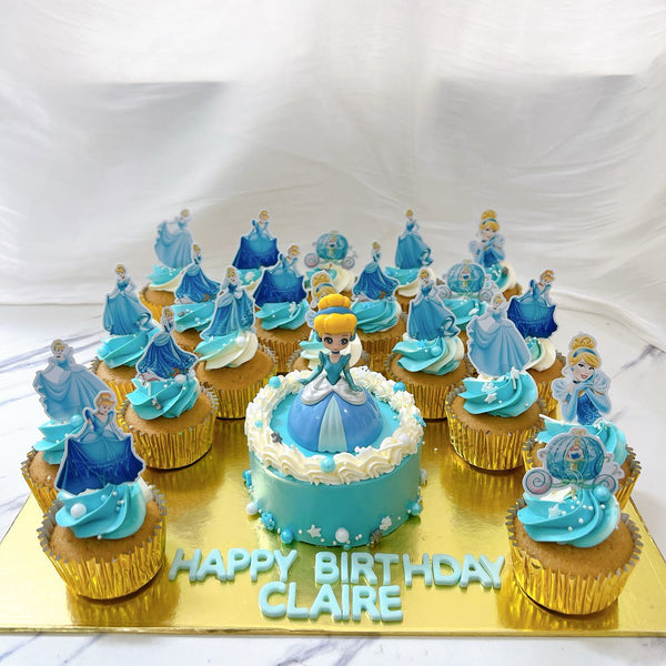 4" mini cake and cupcake platter (Princess theme)