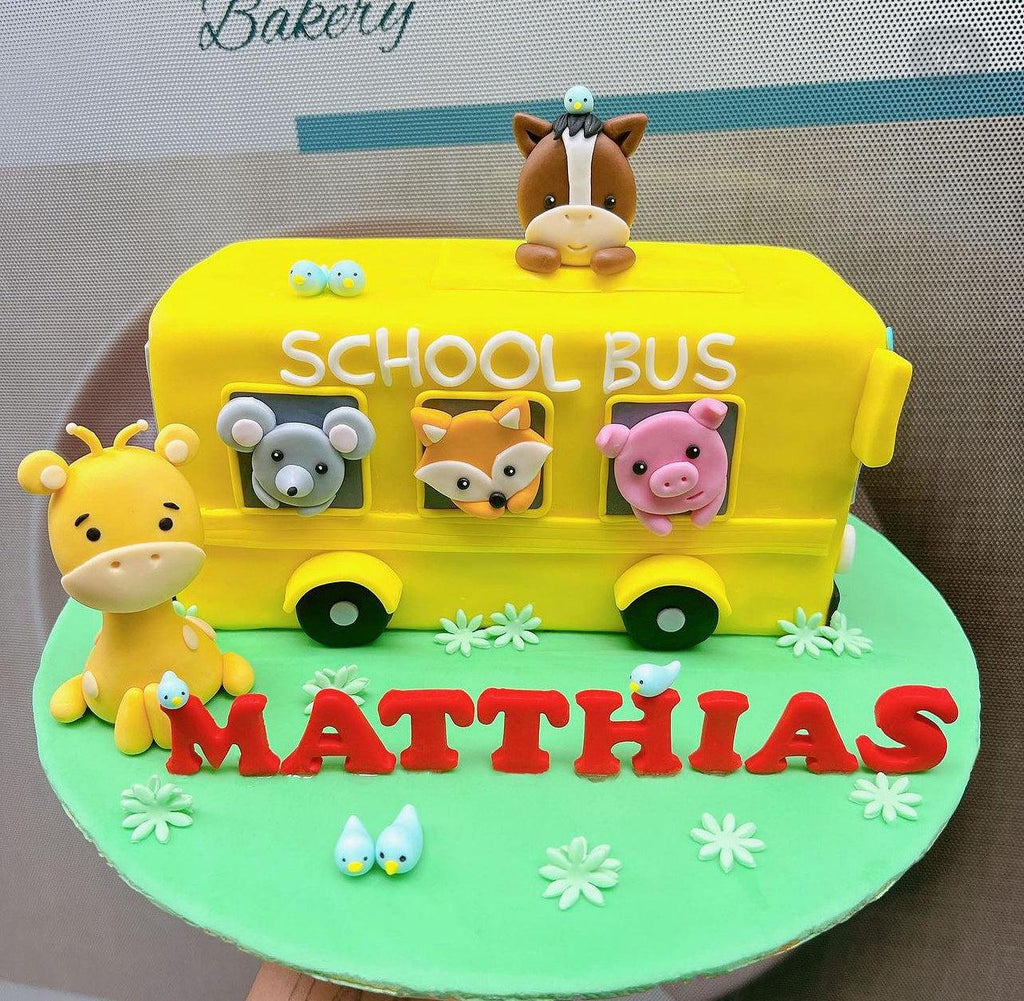 Animal School Bus cake