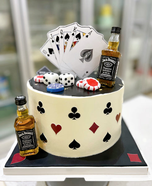 Jack Daniel Liquor/Whiskey Casino Poker Cake