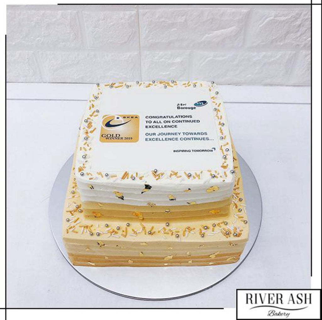 Corporate Anniversary Rectangle Cake with Brand Logo