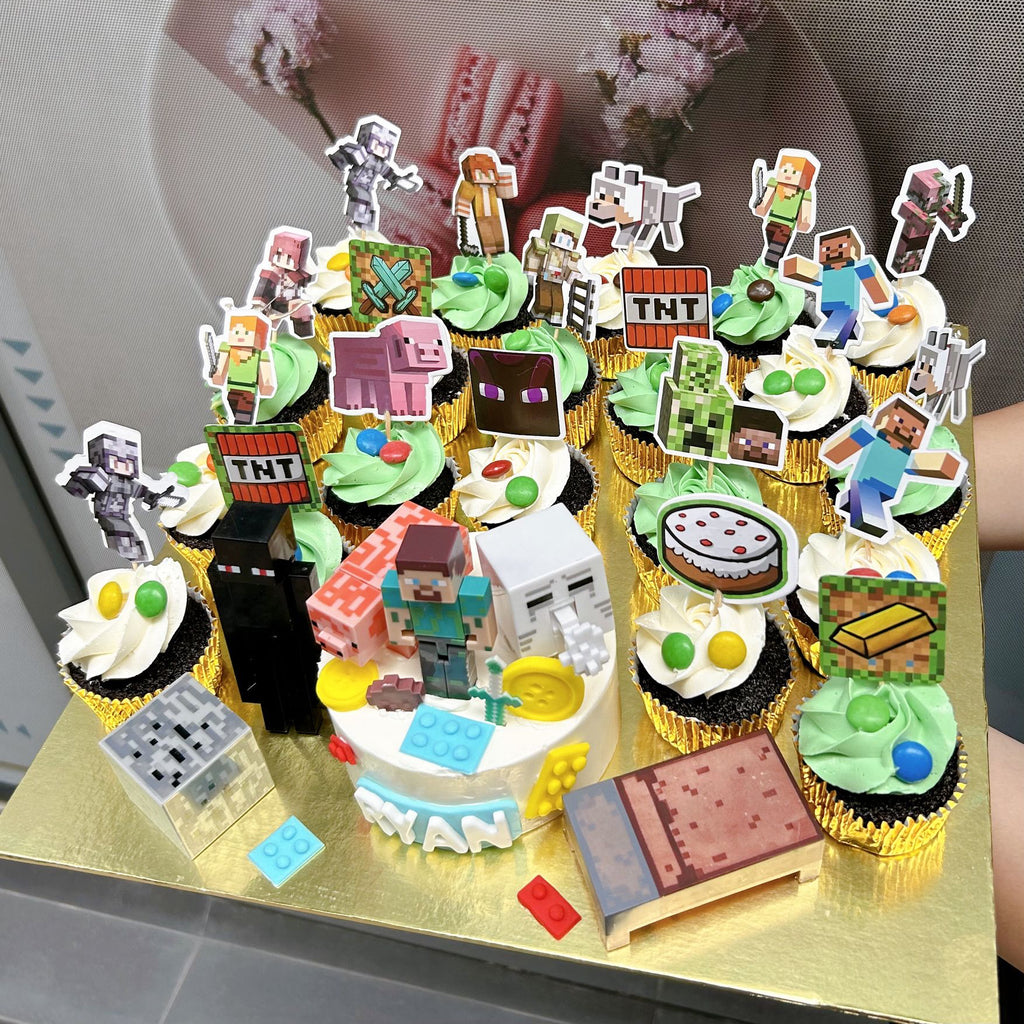 Custom Character 4" cake & 20 cupcake platter