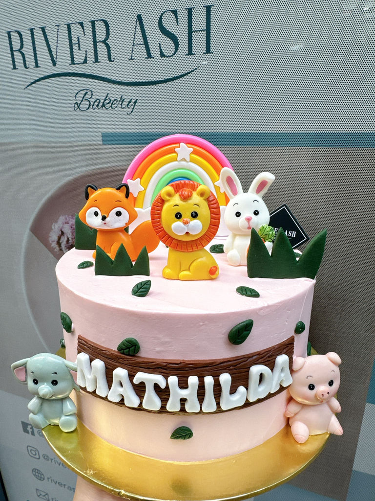Cute Animals Rainbow Cake