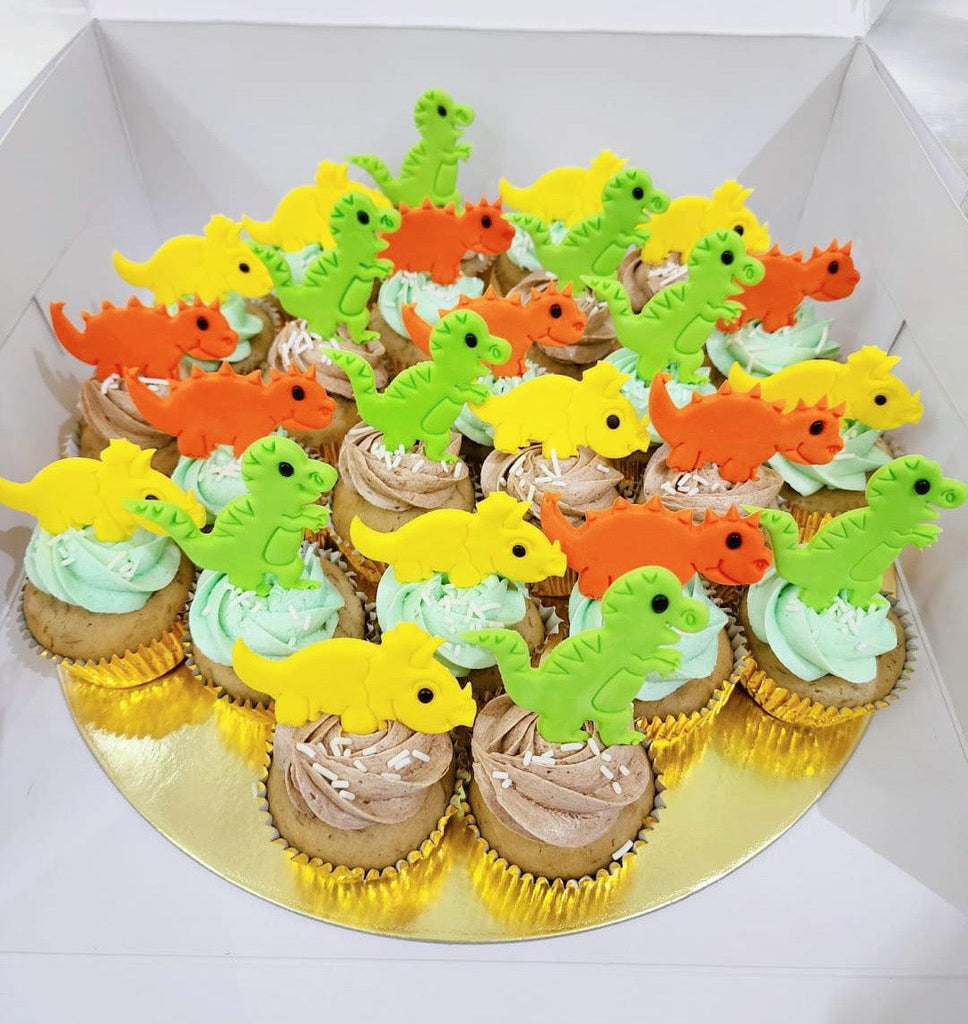 Dino cupcake platter with fondant Dinosaur