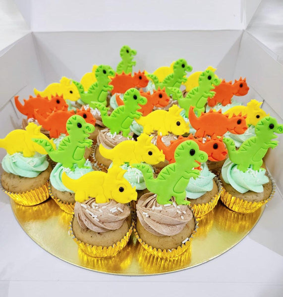 Dino cupcake platter with fondant Dinosaur