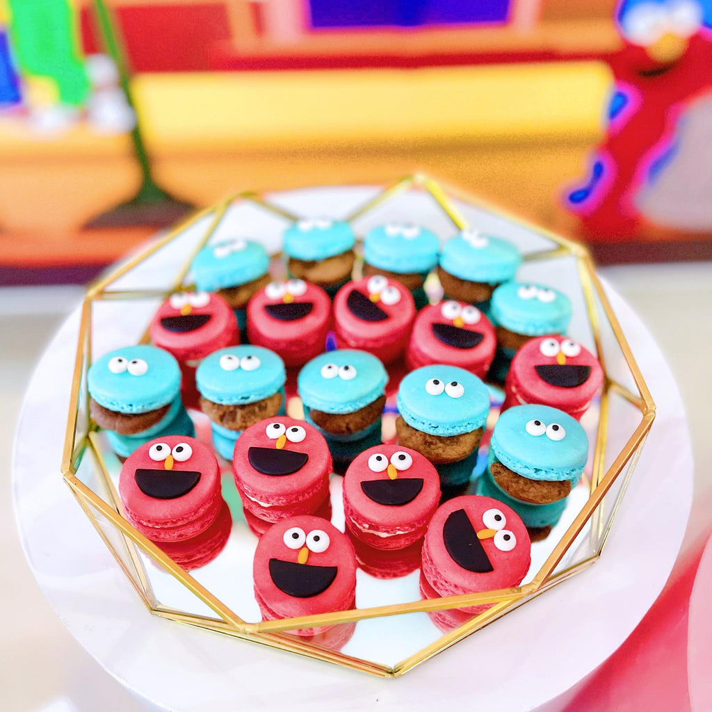 Elmo and Cookie Monster Macarons