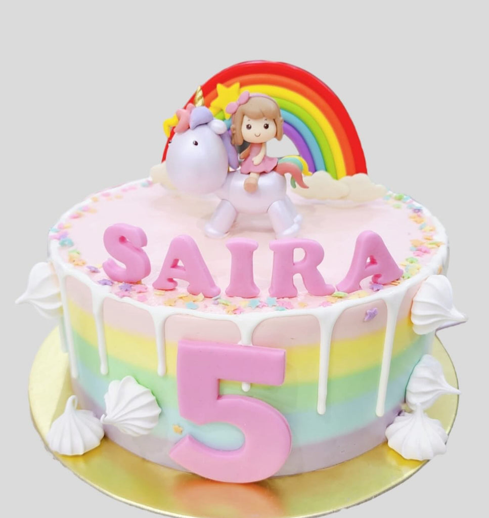 Unicorn Girl with Rainbow Cake