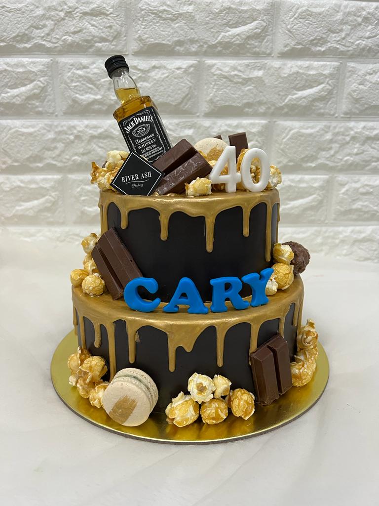 Gold Drip Jack Daniel Whiskey/Whisky Alcohol Cake