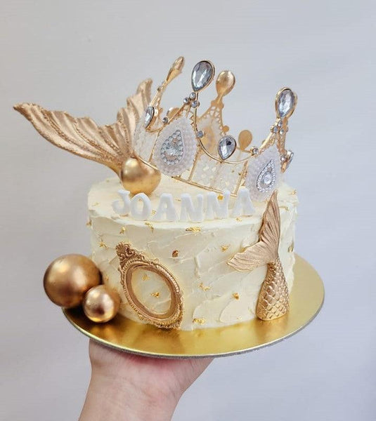 Gold Mermaid Tail with Crown Cake