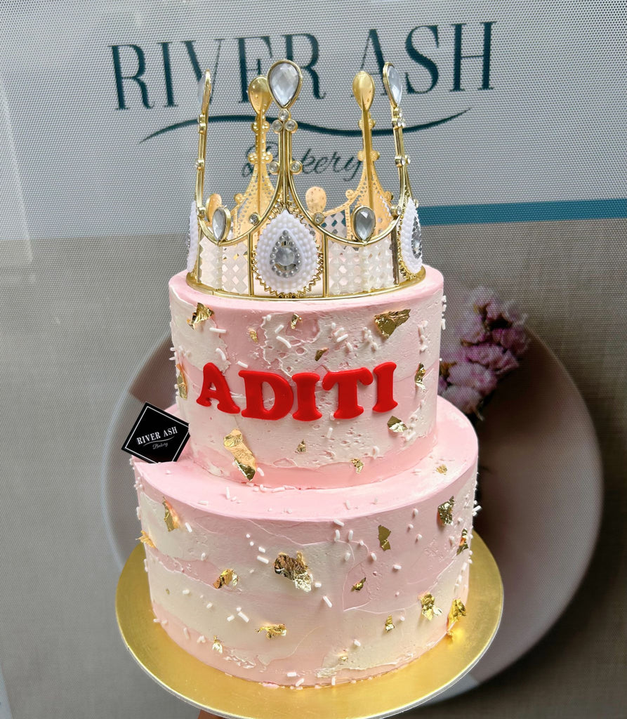 Pink Lady Cake with Gold Crown