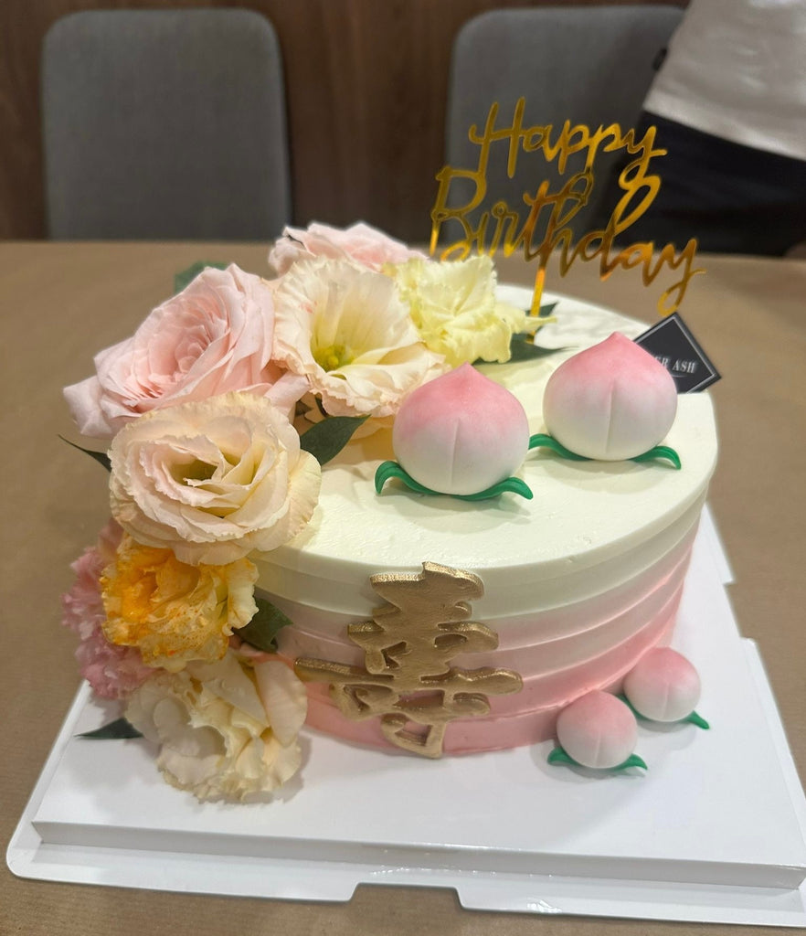 Longevity Pink Shou Cake