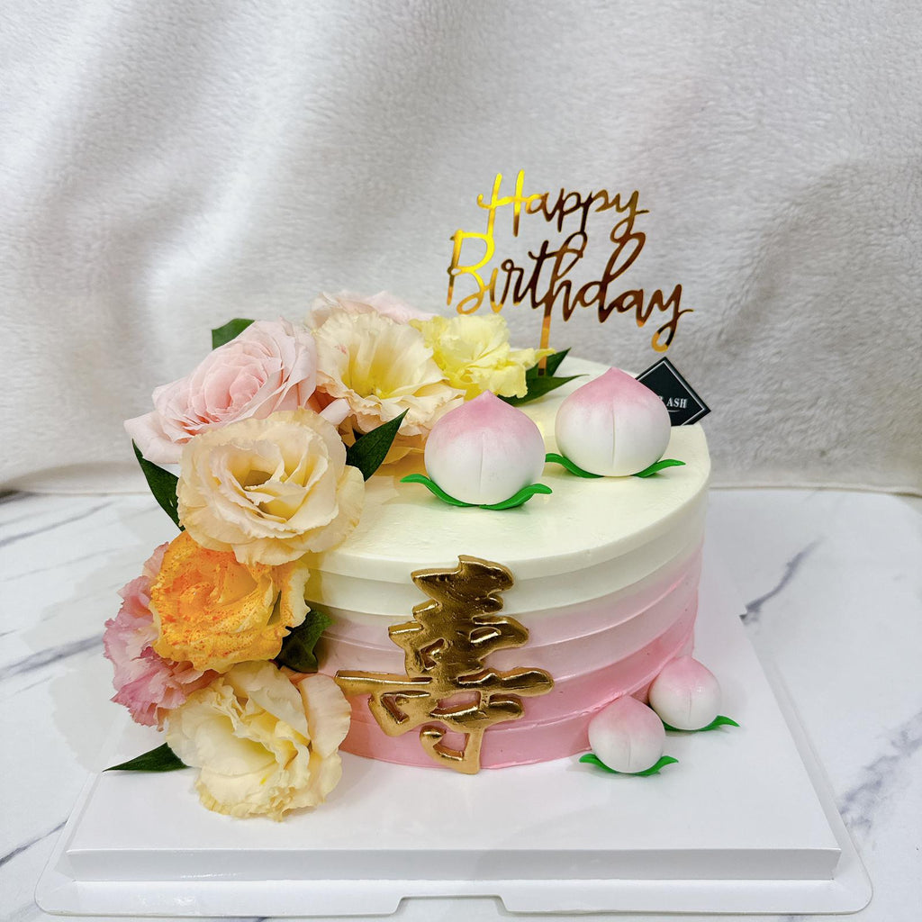 Longevity Pink Shou Cake