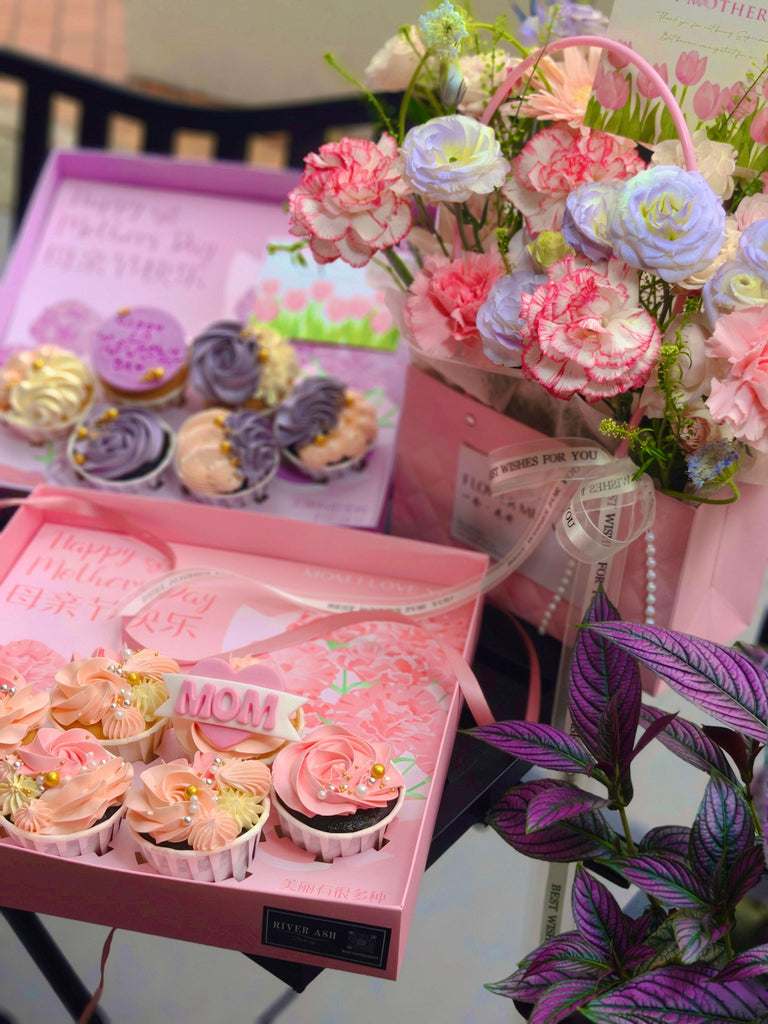 Mother's Day Cupcake and Flower Bouquet Bundle