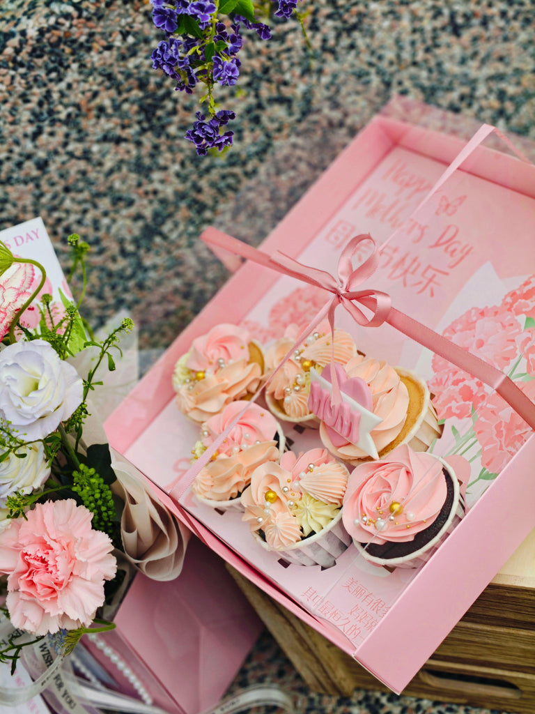 Mother's Day Cupcake and Flower Bouquet Bundle