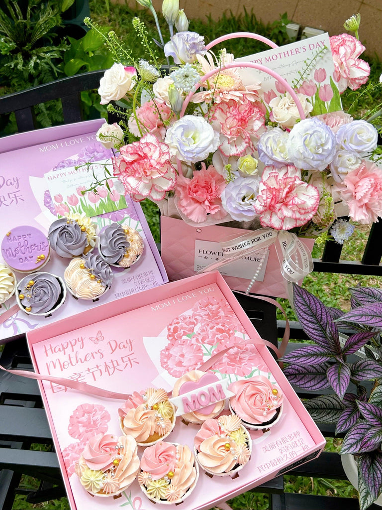 Mother's Day Cupcake and Flower Bouquet Bundle