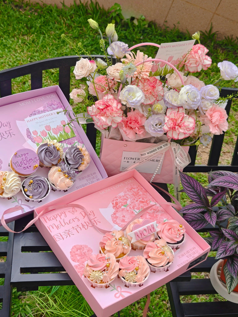 Mother's Day Cupcake and Flower Bouquet Bundle