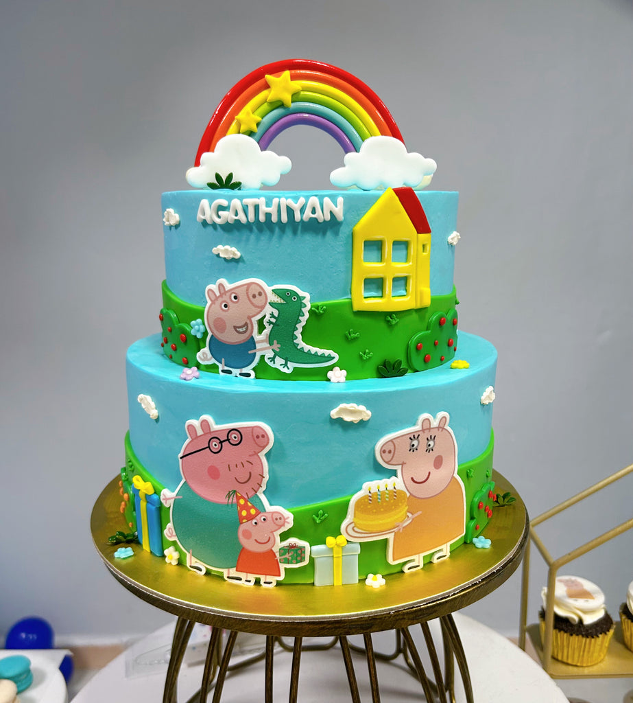 Peppa Pig and Rainbow Cake