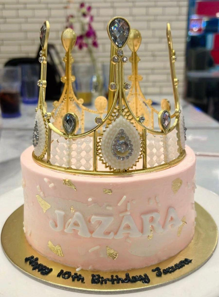 Pink Lady Cake with Gold Crown