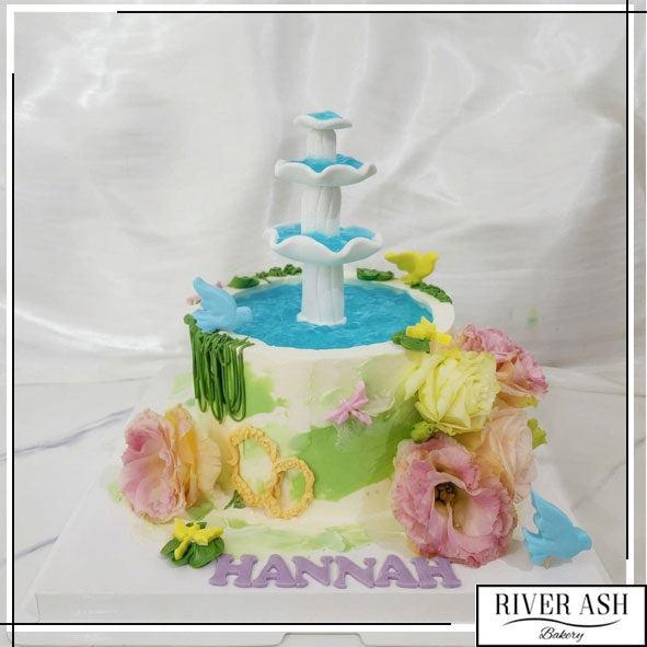 Secret Garden Fountain Floral Cake