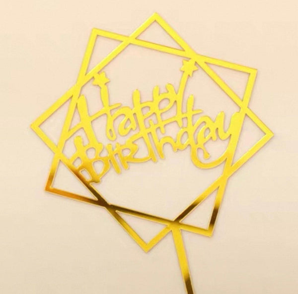 Square Acrylic Happy Birthday Topper