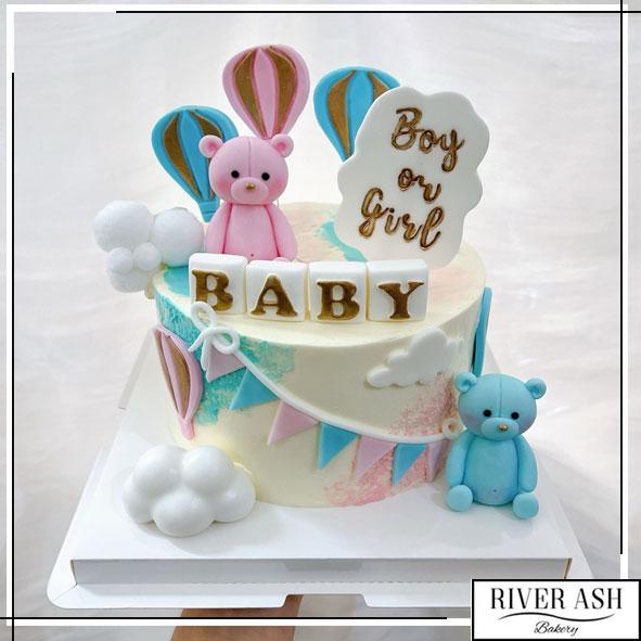 Teddy and Me Gender Reveal Cake