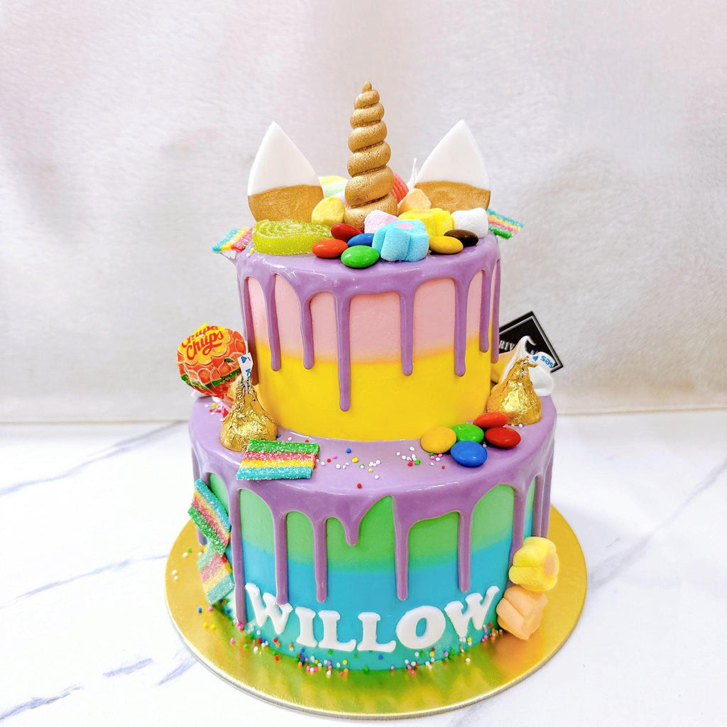 Unicorn Candy Drip Cake