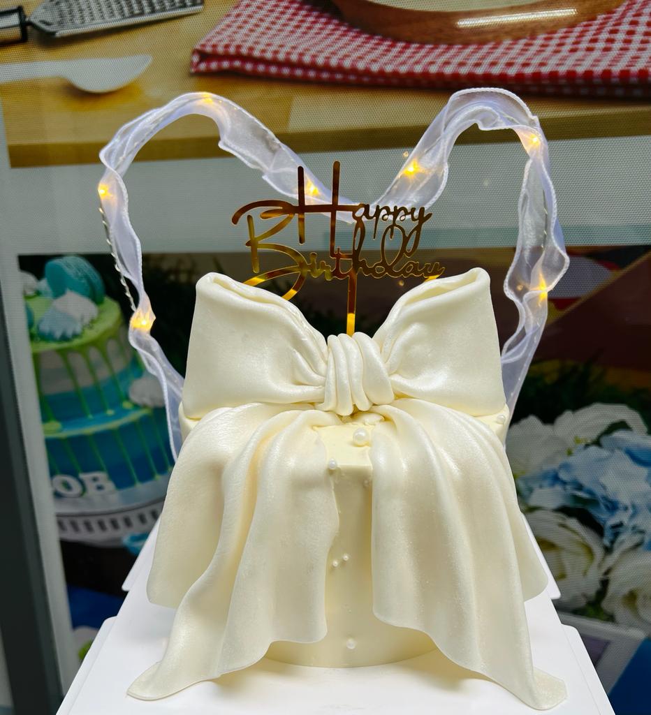 Square Orange, Gold and Navy Wedding Cake