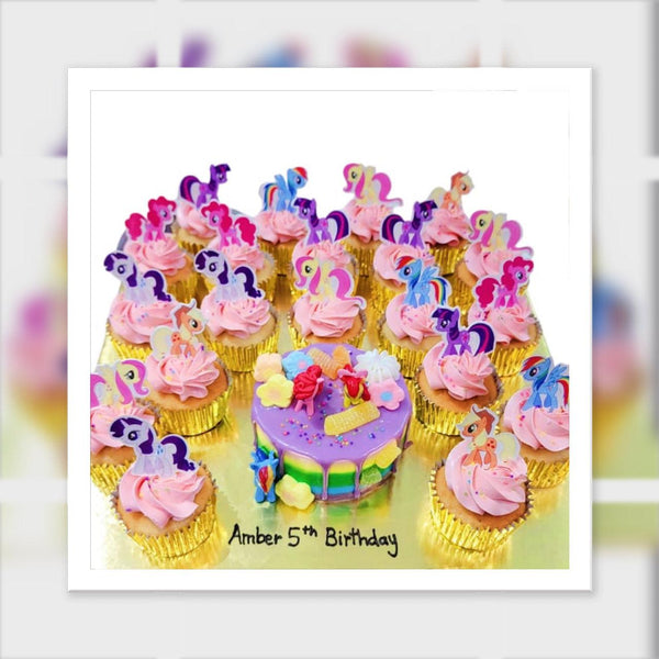 4" mini cake and cupcake platter(Pony Candyland)