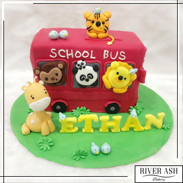 Animal School Bus cake