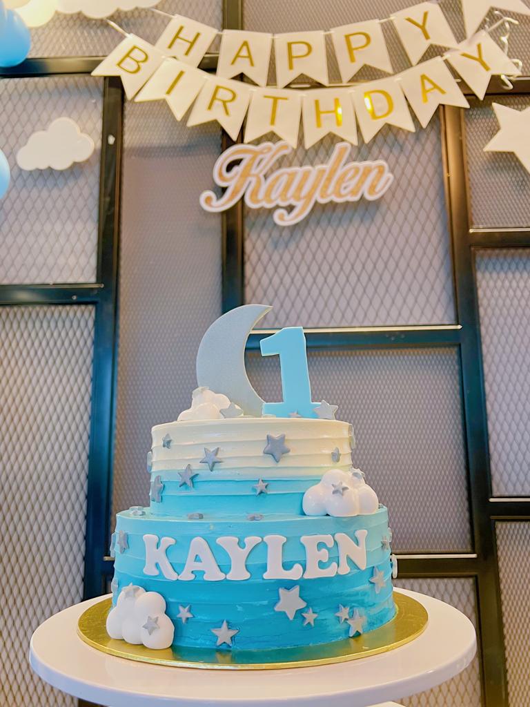 Baby Blue Ombre Cake with stars Cake