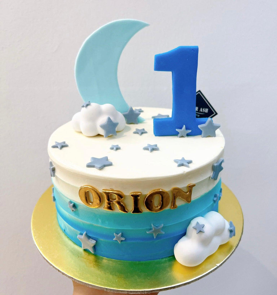 Baby Blue Ombre Cake with stars Cake