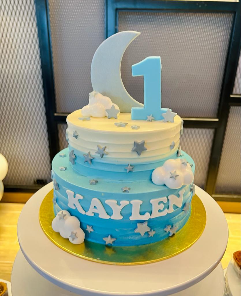 Baby Blue Ombre Cake with stars Cake