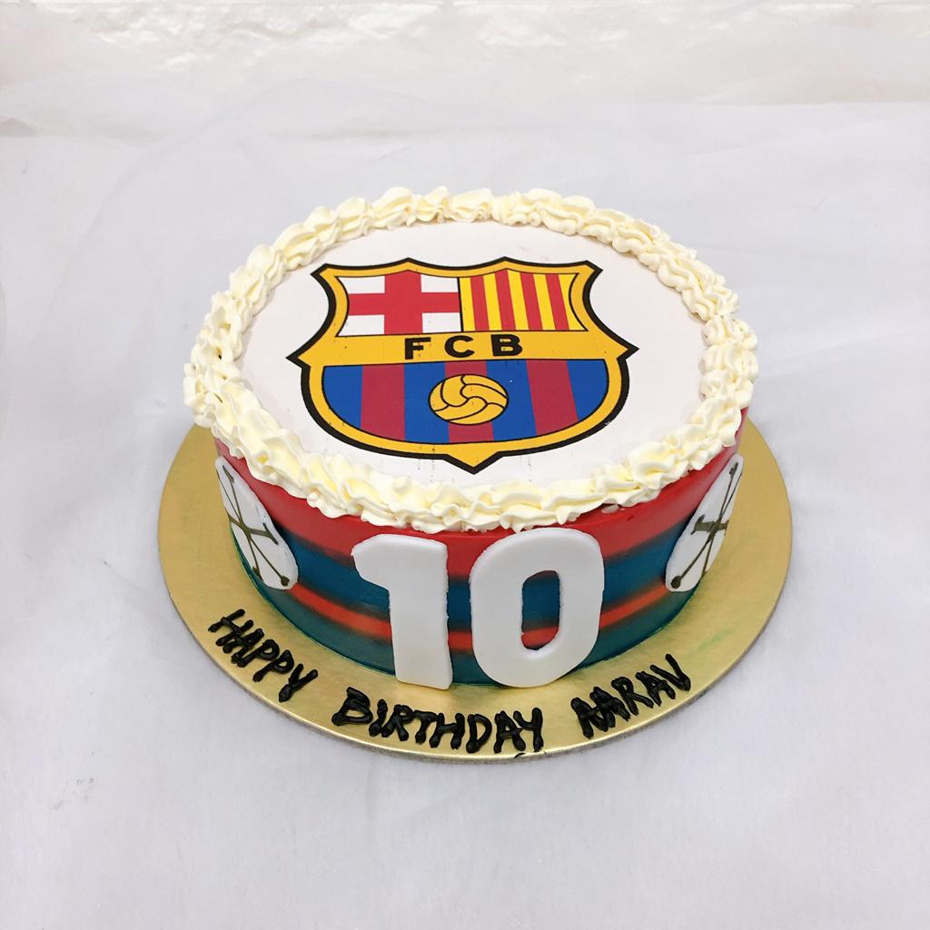 Barcelona Football shirt cake - Decorated Cake by Krazy - CakesDecor